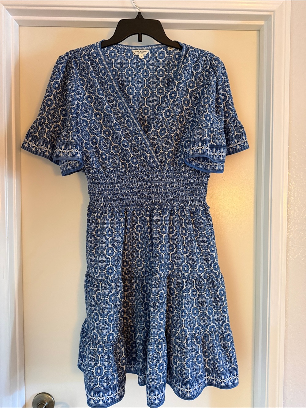 Max Studio Blue Printed Midi Dress